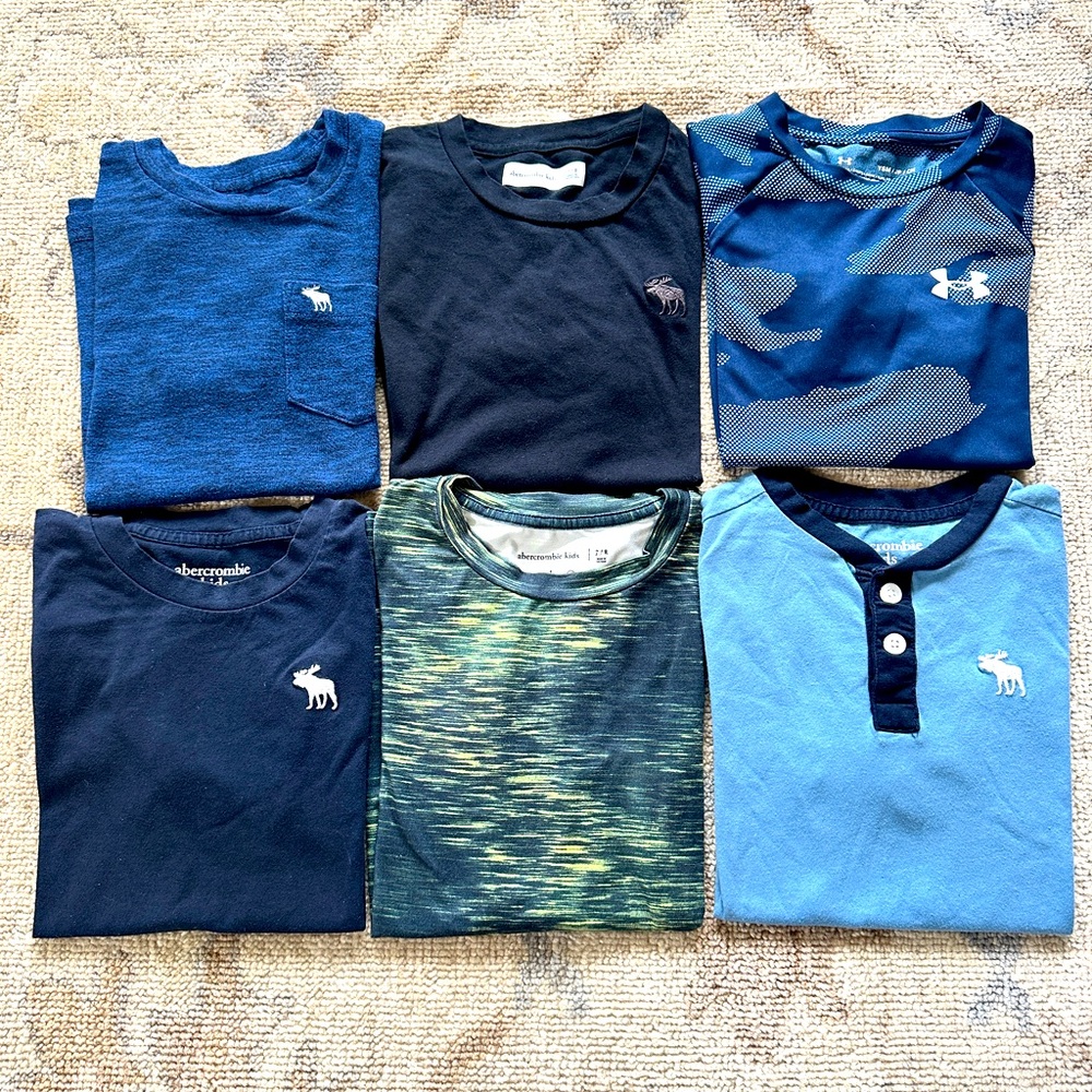 Boys lot of 6 Abercrombie kids+1 Under Armour shirts size 7/8